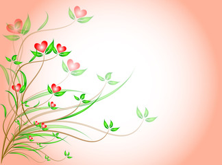 red floral on pink background