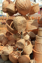 Sale of wicker baskets - obrazy, fototapety, plakaty