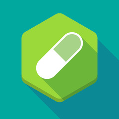 Long shadow hexagon icon with a pill