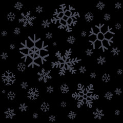 Naklejka na ściany i meble Falling snow or night sky with stars vector seamless pattern. Black and white hand drawn spray or splash monochrome texture. White spots on chalkboard background. Abstract backdrop.