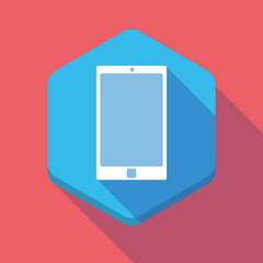 Long shadow hexagon icon with a smart phone