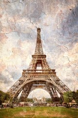 Eiffel Tower retro - grunge style