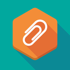 Long shadow hexagon icon with a clip