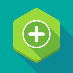 Obraz premium Long shadow hexagon icon with a sum sign