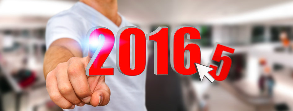 Man celebrating the new year 2016