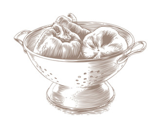 Peppers in the colander