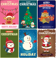 Vintage Christmas poster design set