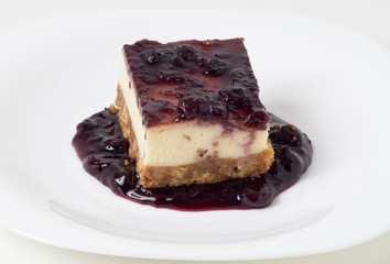 cheesecake with homemade blueberry jam