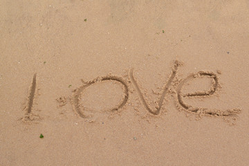 Love font on the beach