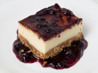 cheesecake with homemade blueberry jam