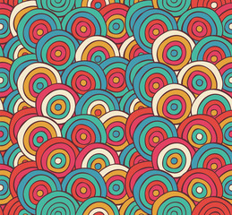 Fototapeta na wymiar Abstract Sketched Colorful Circles Background Pattern