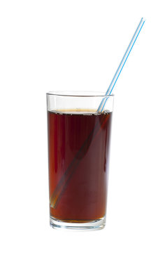 Glass of cola with a straw