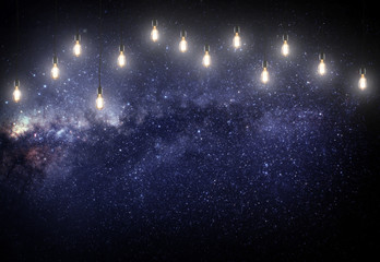 pink stars in the galaxy with lamps. Some elements of this image