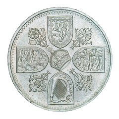 Old British Five Shilling Piece (with clipping path)