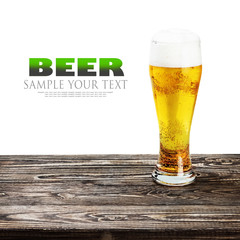 glass of beer on the table isolated
