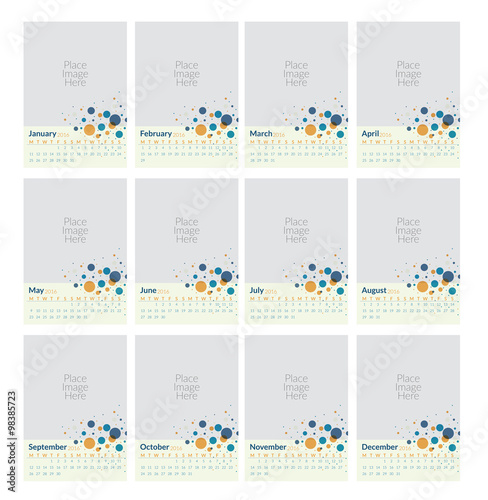 poster calendar for 2016 week starts monday simple vector template