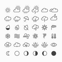 Set of thin line weather icons - obrazy, fototapety, plakaty
