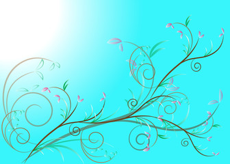 Fototapeta na wymiar pink flower on blue background