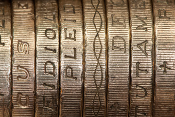 British Pound Coins (edge on)