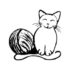 Funny kitten and clew of thread (abstraction)