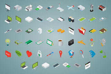 Big set of isometric volumetric icons