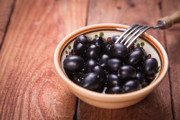 black olive in dish
