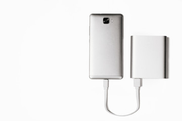 powerbank charge smartphone isolated white