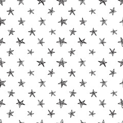 Hand drawn seamless stars pattern