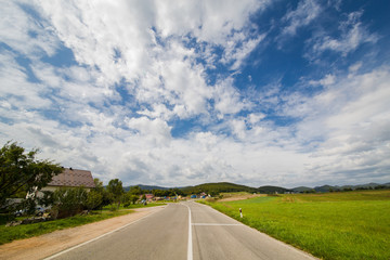 Field and blue skies in Croatia.