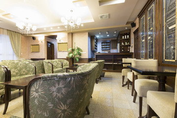 Interior of a luxury hotel lobby