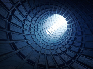 Abstract shining blue digital tunnel background