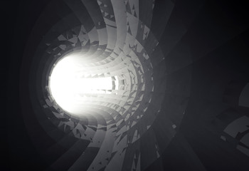 Obraz premium Abstract tunnel made of shining black glass 3d