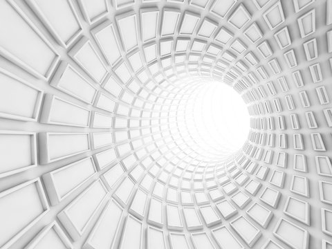 Turning white tunnel interior, 3d illustration © evannovostro