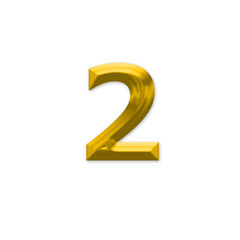 The Number 2, in the number alphabet set yellow gold color isola