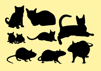 Cat and mouse silhouettes