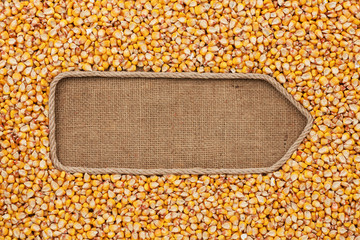 Pointer made from rope with grains corn  lying on sackcloth