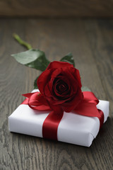 present box with rose flower