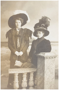 old photo  of  two women