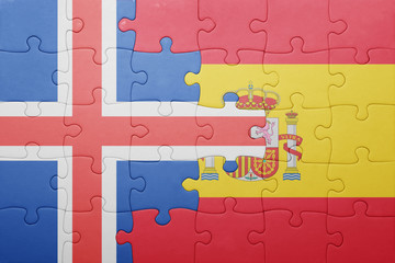 puzzle with the national flag of spain and iceland