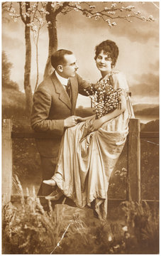 romantic couple of woman and man