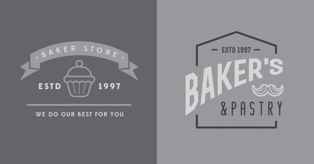 Set of Vector Bakery Pastry Elements and Bread Icons Illustration can be used as Logo or Icon in premium quality