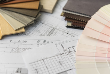 interior drawing with  material color scheme