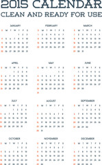 2015 Clean Calendar Template Mockup Brochure Business Simple and Ready for Use in Vector