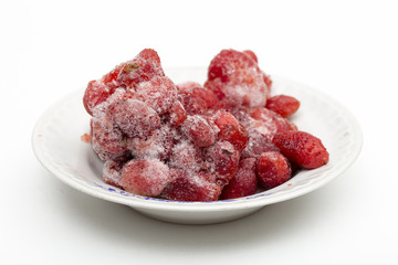 frozen berries on the white background