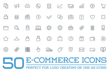 Set of Vector E-Commerce Icons Shopping and Online can be used as Logo or Icon in premium quality
