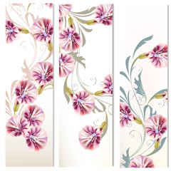 Set of three vertical floral banners for your design