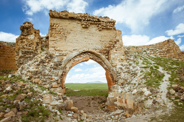 A ruined gate of the ruined medieval Armenian city Ani in Eastern Turkey.