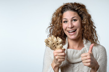 Healthy young woman enjoying a ginger