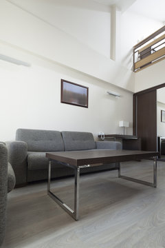 table in duplex apartment interior