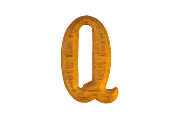 Q Alphabet made from golden teak